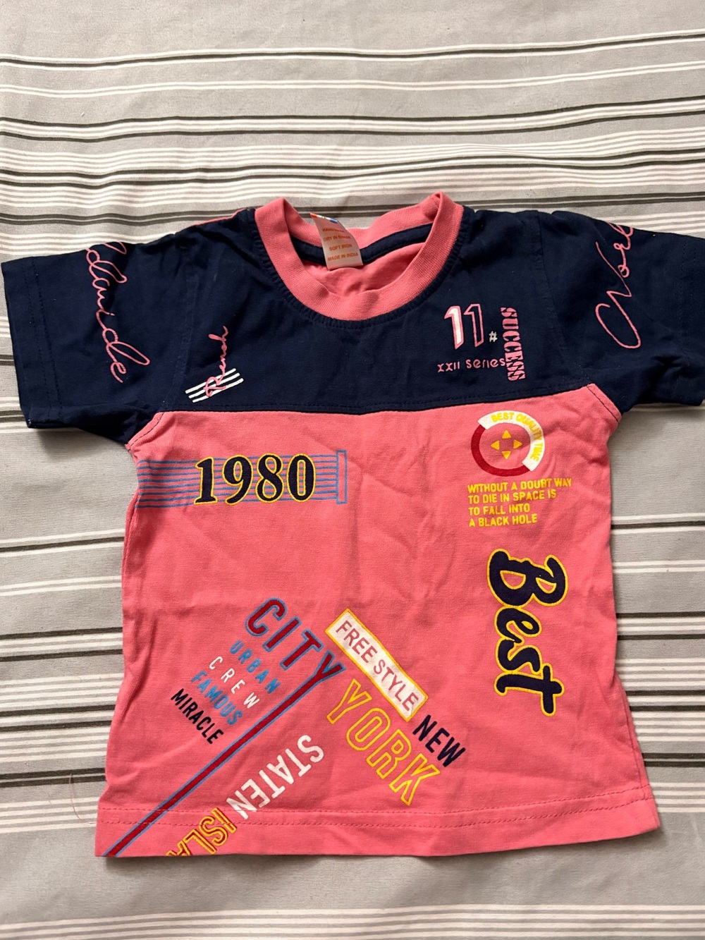 18 months toddler  Colorblock Pink & Navy Graphic Tee